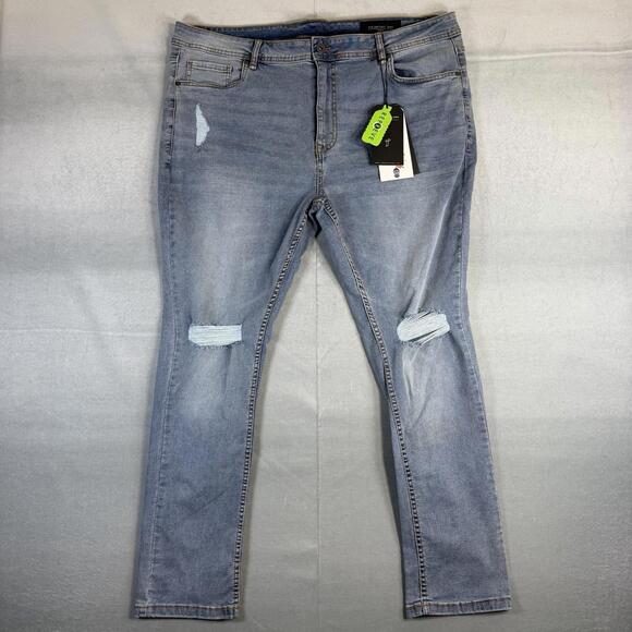 The Perfect Jean NYC Skinny Fit Jeans Mens 42x30 Blue Light Wash Distressed NWT